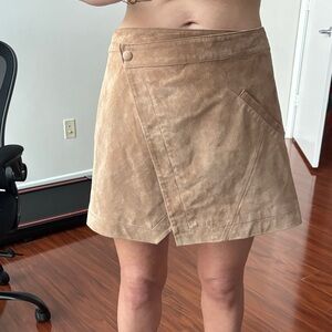 Blank NYC Tan Suede Genuine Leather Size 28 Wrap-Style Mini Skirt